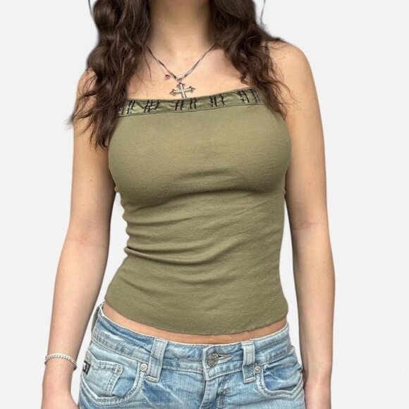 vintage abercrombie green beaded tank top - Picture 1 of 4